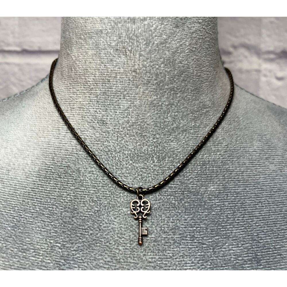 Handmade/Upcycled Antique Bronze Finish Mini Skeleton Key Pendant Necklace
